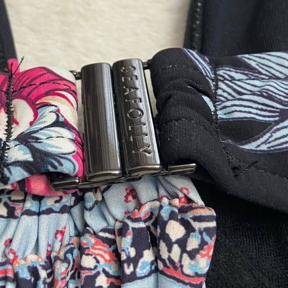 New! SET Seafolly Water Garden Bikini Top Bottoms Floral Black NWOT 28556 - Picture 9 of 12